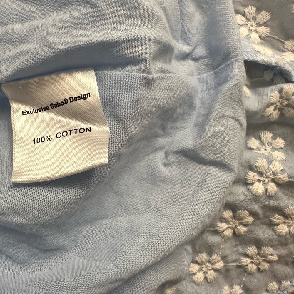 Sabo Luxe Light Blue Jaycee Mini Dress SZ 6 Embroidered Cottagecore Feminine NWT - Picture 5 of 10